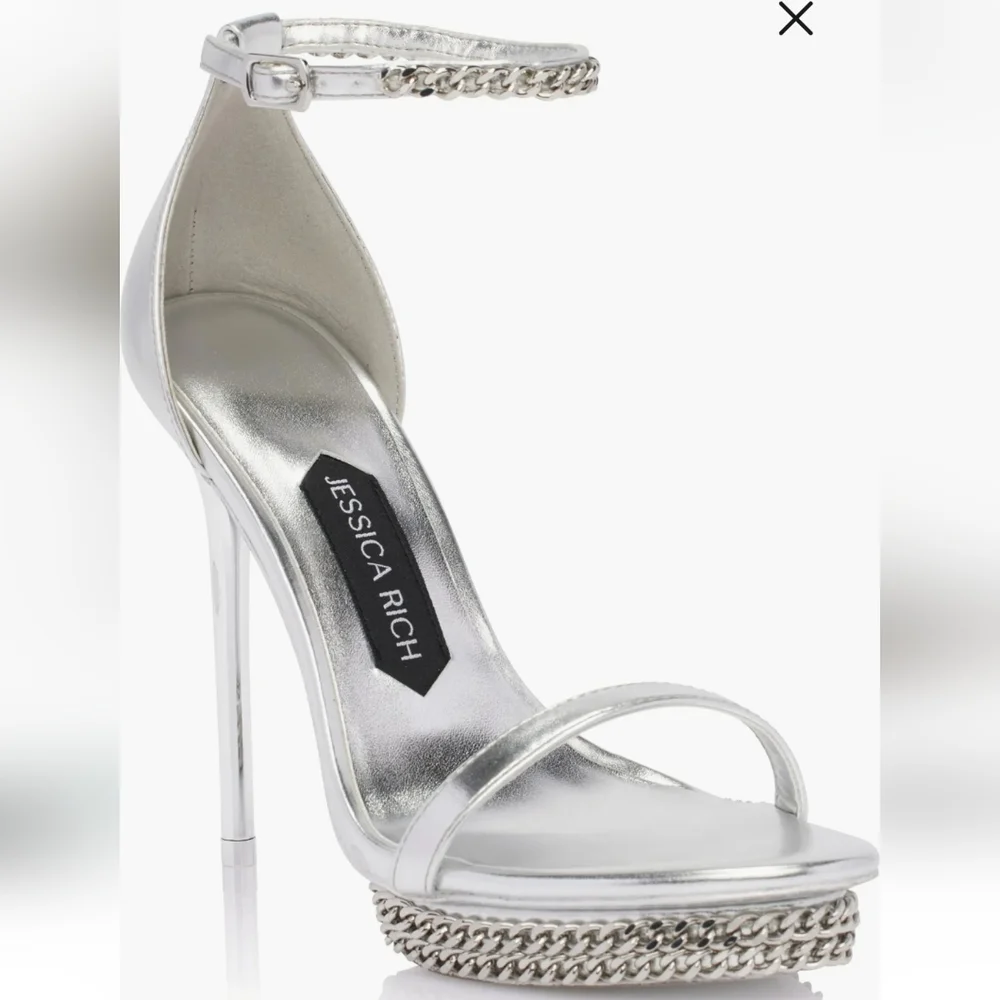 Jessica Rich - Elegant Silver Chain Detail Heels. New In Box Size EU 40/US 10 - Picture 2 of 6